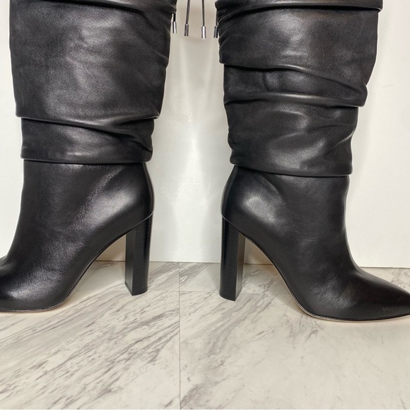 Paige Black Leather Slouchy Pointy Toe Tall Boot 6 1/2 - Picture 10 of 16